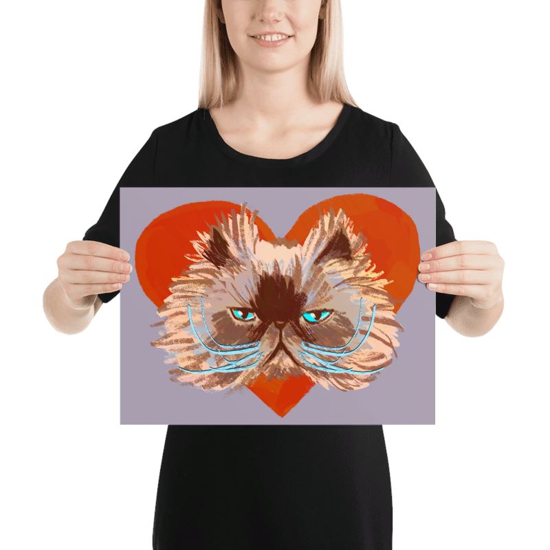 "Grumpy Valentine": Painting Grumpy Cat and a Heart [Unfoiled] Posters, Prints, & Visual Artwork JoyousJoyfulJoyness 