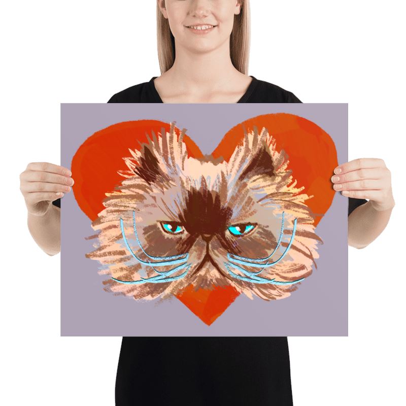 "Grumpy Valentine": Painting Grumpy Cat and a Heart [Unfoiled] Posters, Prints, & Visual Artwork JoyousJoyfulJoyness 