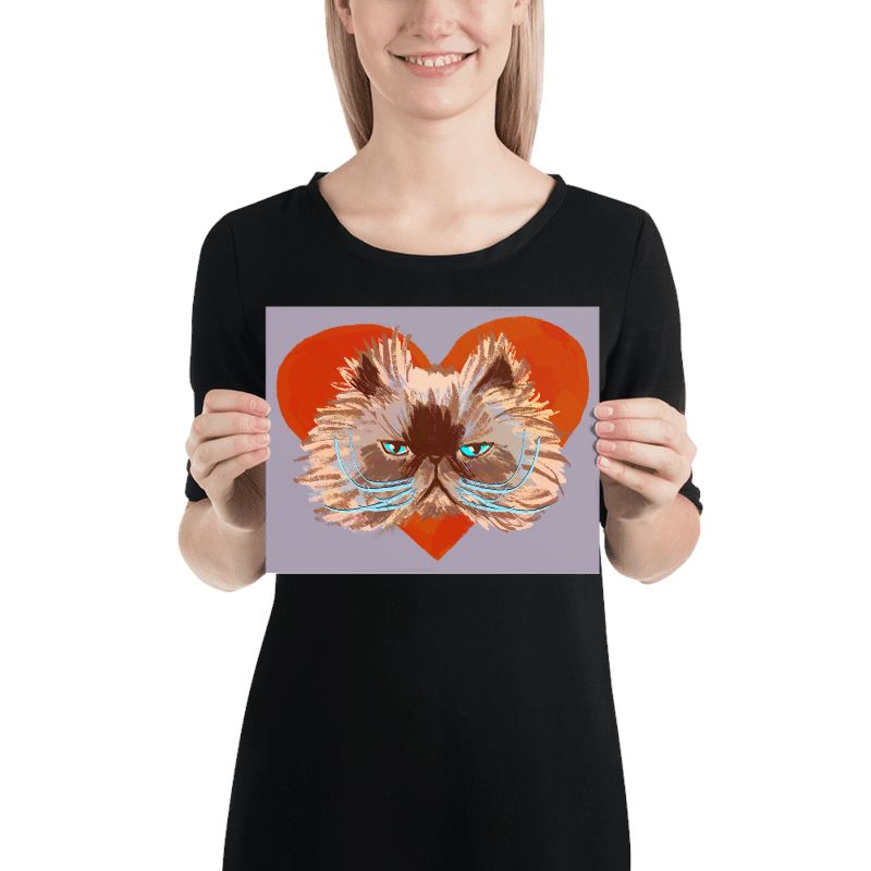 "Grumpy Valentine": Painting Grumpy Cat and a Heart [Unfoiled] Posters, Prints, & Visual Artwork JoyousJoyfulJoyness 