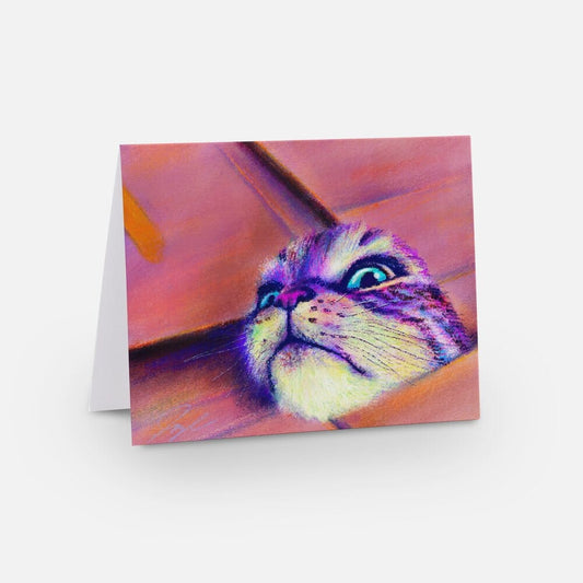 Close Encounters Collection - "If I Fits" Greeting Card - Blank Card with a Funny Cat Squeezing Out of a Box (Limited Quantities) Greeting Card JoyousJoyfulJoyness 