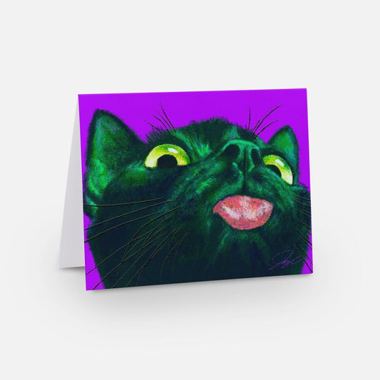 Close Encounters Collection - "Little Mlem" Greeting Card - Blank Card with a Funny Black Cat Sticking Out its Tongue (Limited Quantities) Greeting Card JoyousJoyfulJoyness 