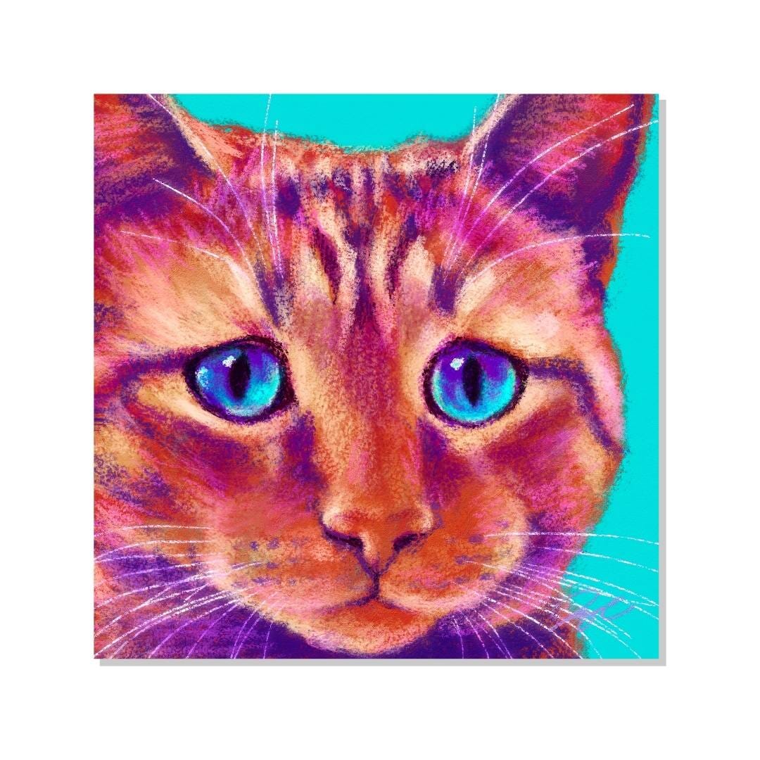 Close Encounters Collection - "Melancholy" Non-Holographic Matte Sticker - Close Up of a Sad Ginger Cat Decorative Stickers JoyousJoyfulJoyness 