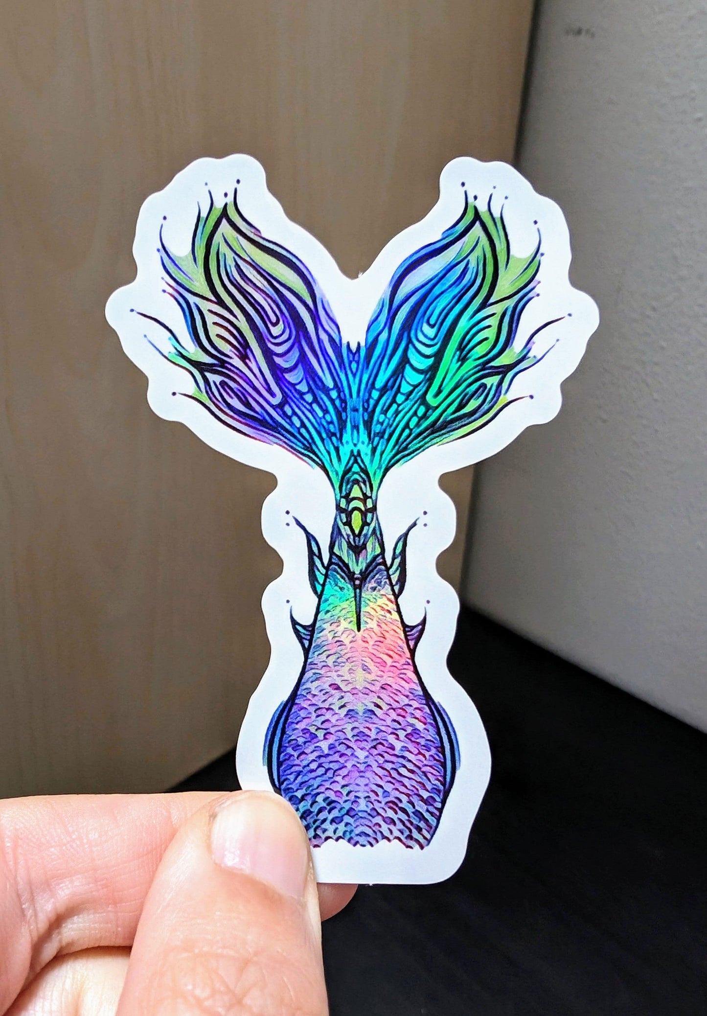 Mermaid Tail Holographic Sticker 1 Decorative Stickers JoyousJoyfulJoyness 