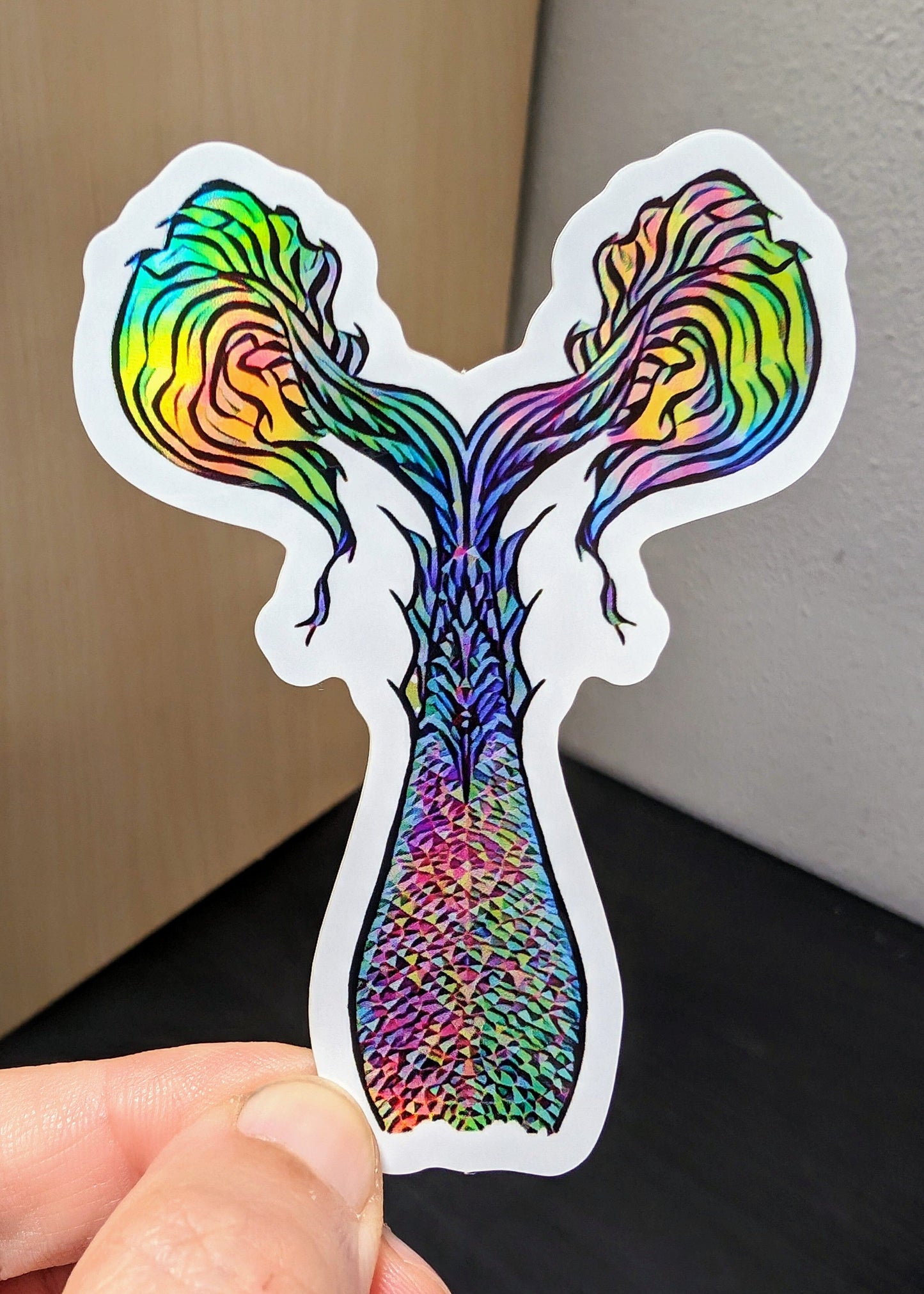Mermaid Tail Holographic Sticker 3 Decorative Stickers JoyousJoyfulJoyness 