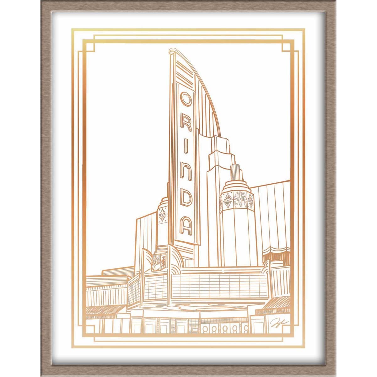 Orinda Theater Landmark Foiled Print Posters, Prints, & Visual Artwork JoyousJoyfulJoyness 