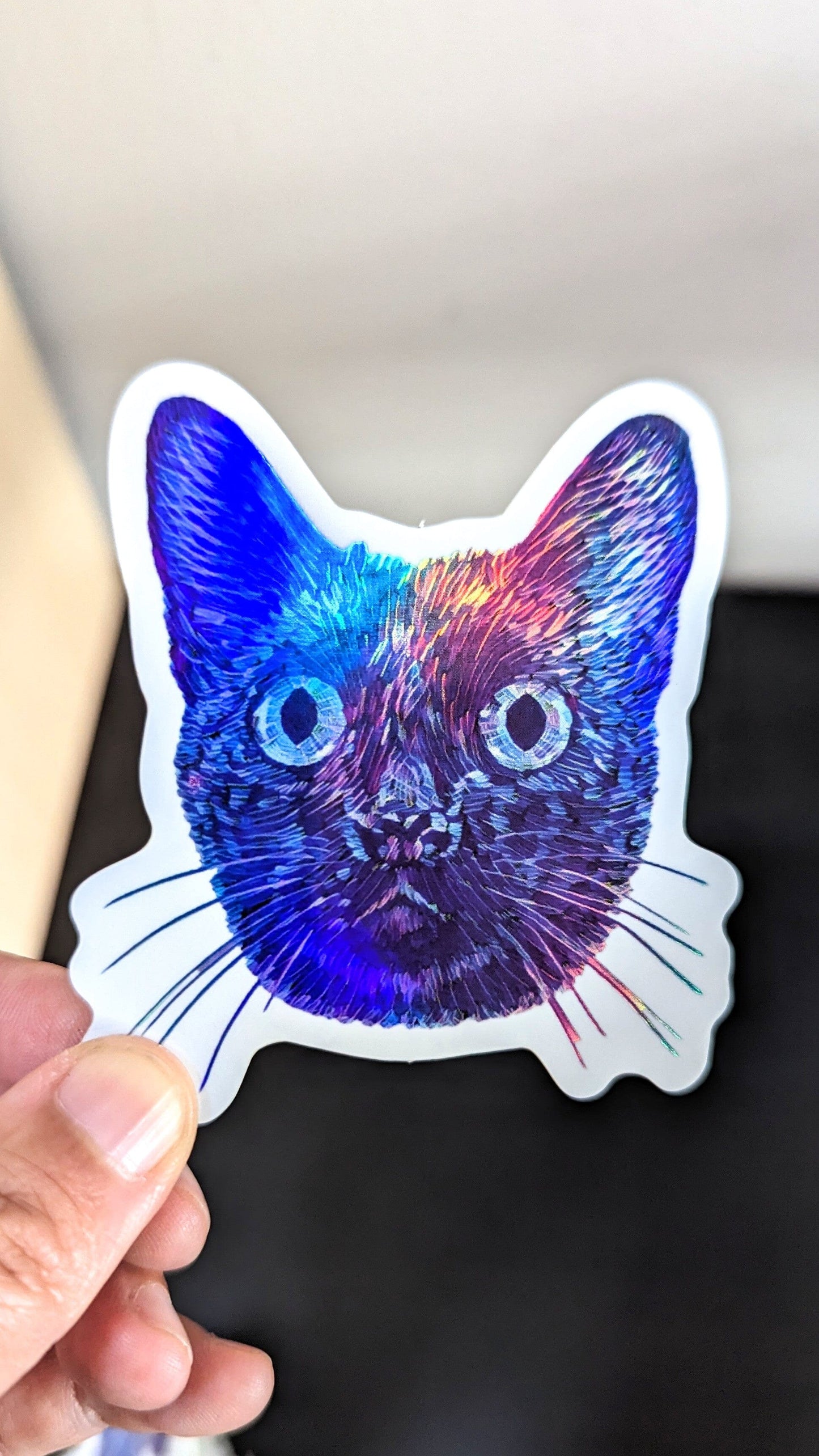 Black Cat Holographic Sticker Decorative Stickers JoyousJoyfulJoyness 