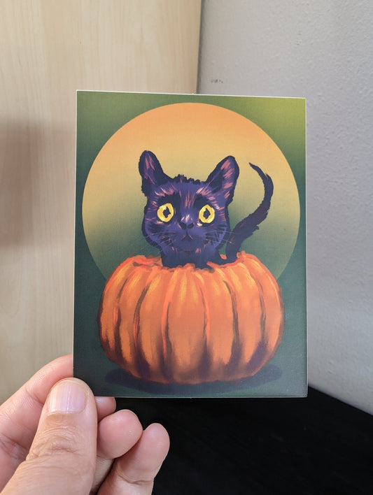 Pumpkin Cat Non-Holographic Matte Sticker Decorative Stickers JoyousJoyfulJoyness 