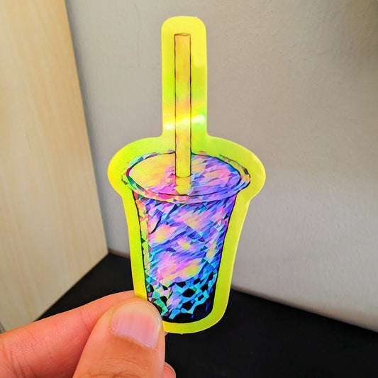 Holographic Boba Sticker Decorative Stickers JoyousJoyfulJoyness 