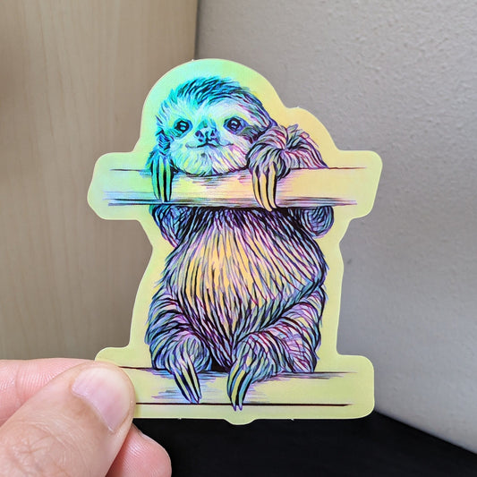 Sloth Holographic Sticker Decorative Stickers JoyousJoyfulJoyness 