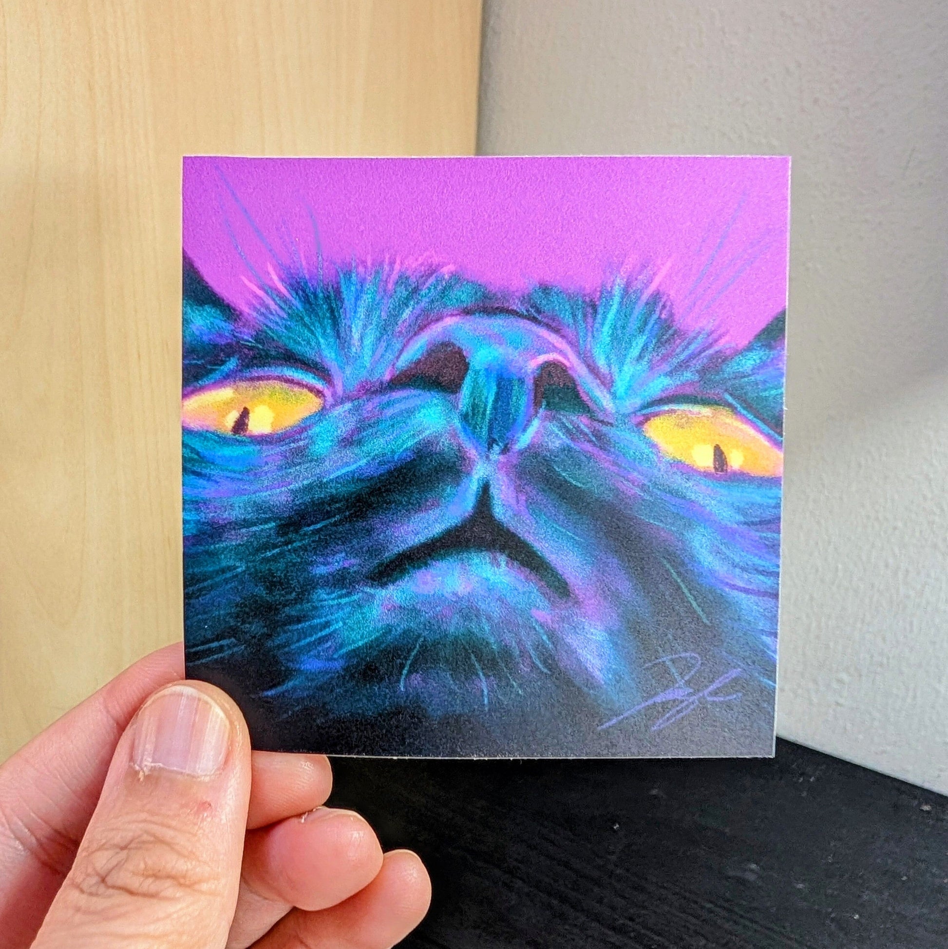 Close Encounters Collection - "Golden Eyes" Non-Holographic Matte Sticker - Close Up of a Black Cat Decorative Stickers JoyousJoyfulJoyness 