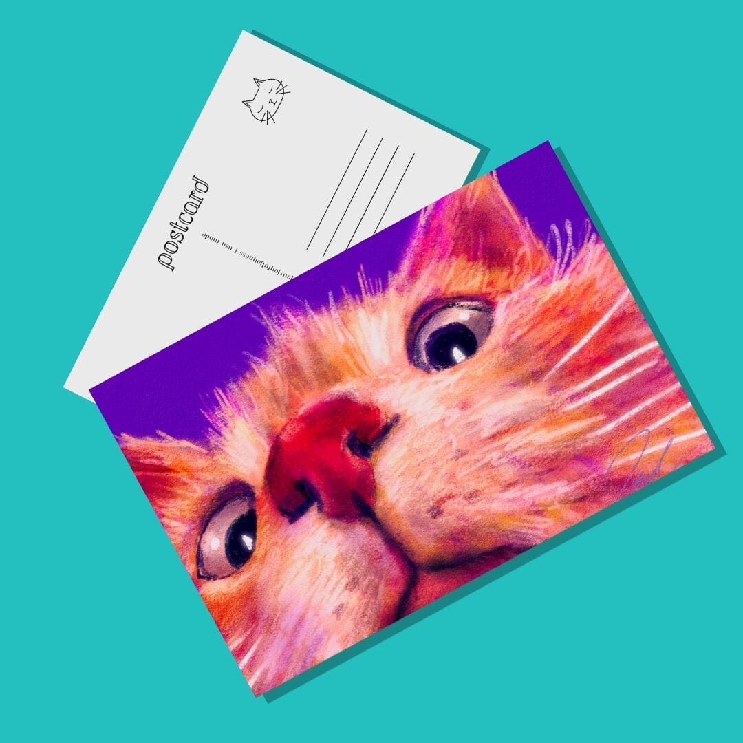 Close Encounters Collection - "Peekaboo" Postcard - Postcard with an Orange Cat Peeking (Limited Quantities) Postcards JoyousJoyfulJoyness 