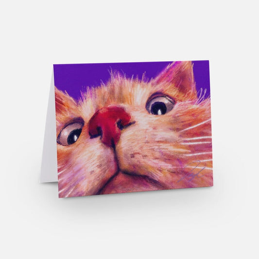 Close Encounters Collection - "Peekaboo" Greeting Card - Blank Card with an Orange Cat Peeking (Limited Quantities) Greeting Card JoyousJoyfulJoyness 