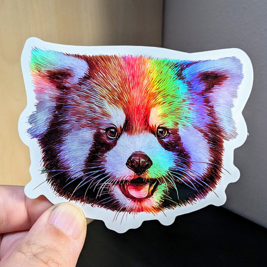 Red Panda Holographic Sticker Decorative Stickers JoyousJoyfulJoyness 