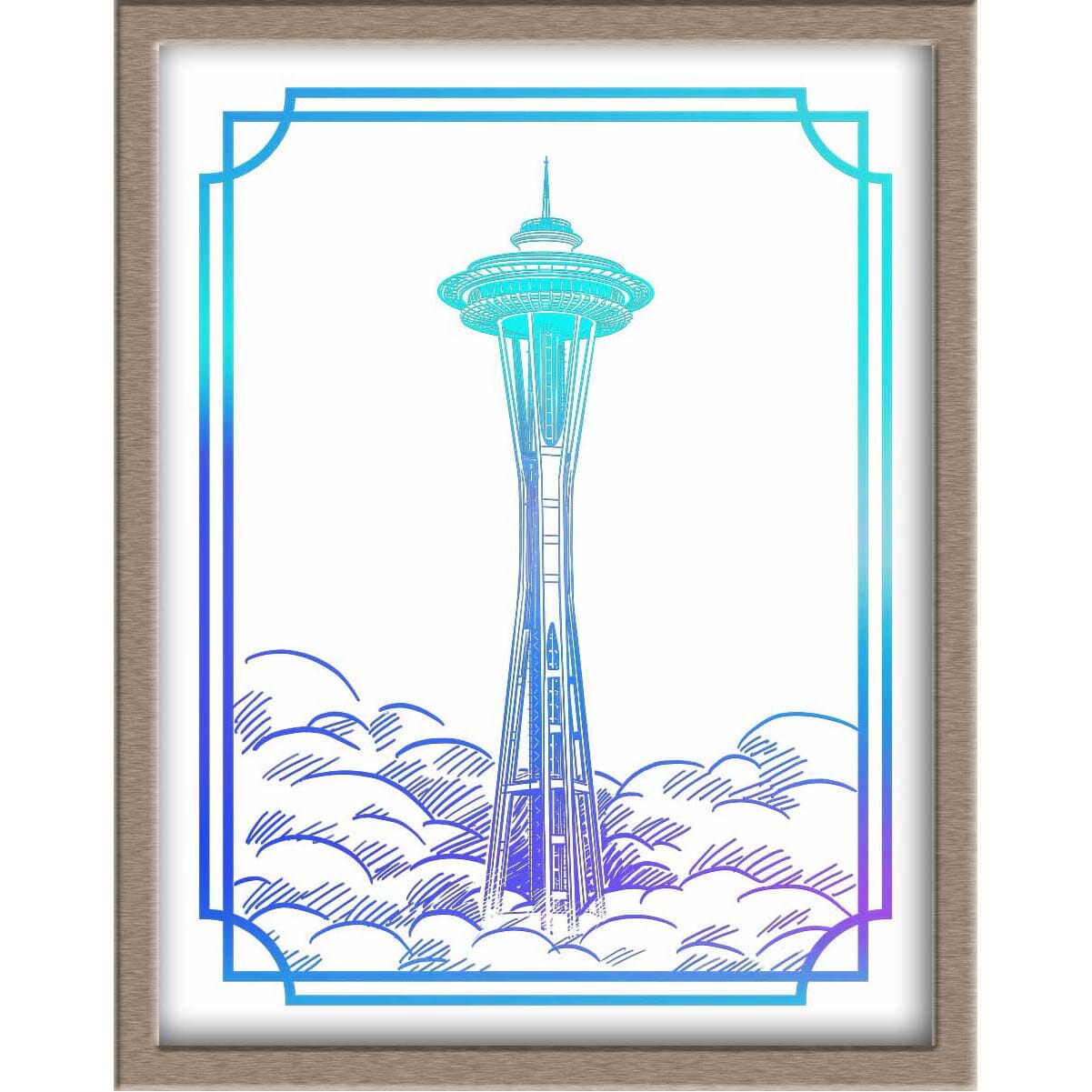 Seattle's Space Needle Landmark Foiled Print Posters, Prints, & Visual Artwork JoyousJoyfulJoyness 