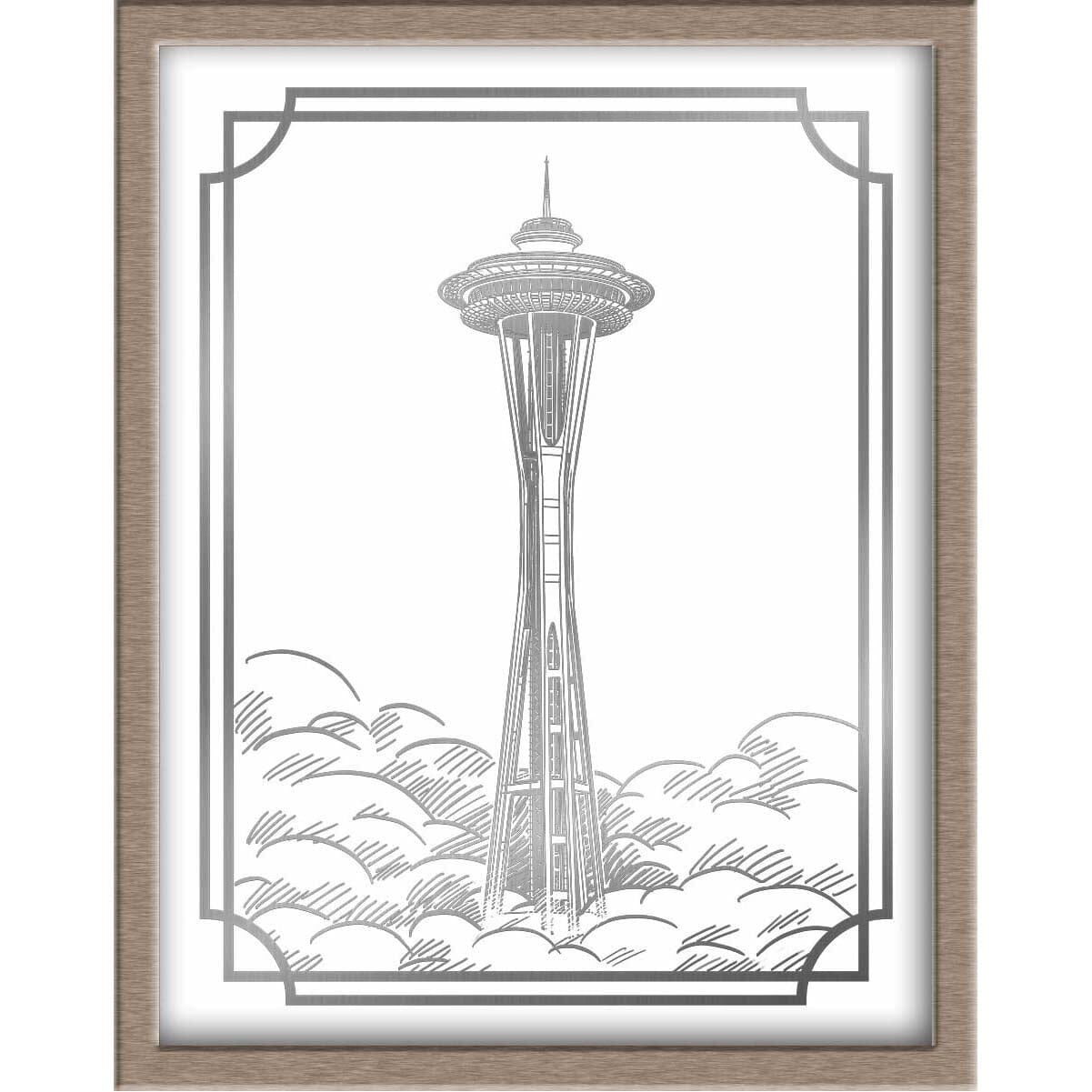 Seattle's Space Needle Landmark Foiled Print Posters, Prints, & Visual Artwork JoyousJoyfulJoyness 