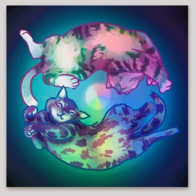 Spiraling Cats Holographic Sticker Decorative Stickers JoyousJoyfulJoyness 