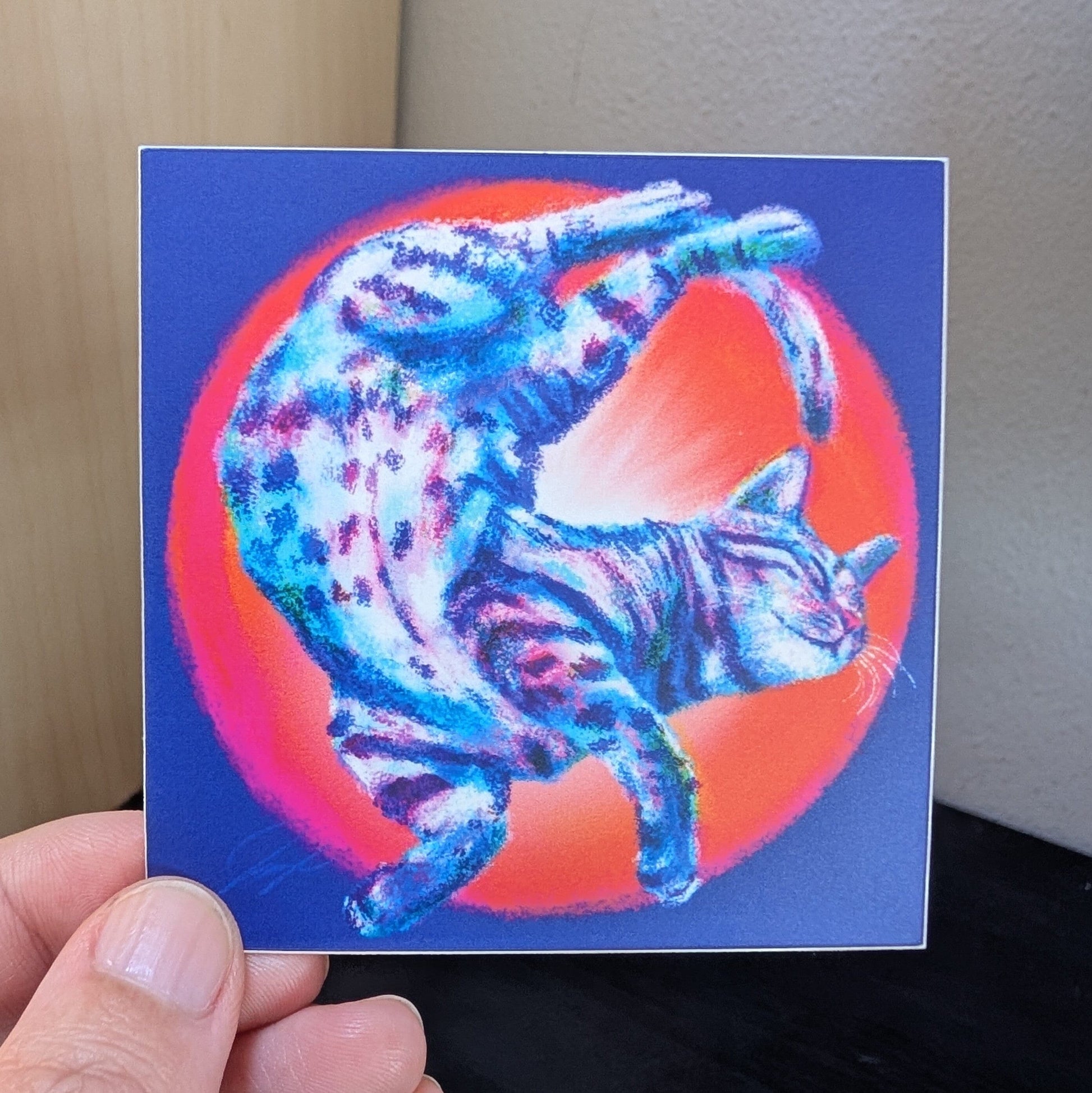 Feline Flows and Poses Collection - "Squiggle" Non-Holographic Matte Sticker - Sticker with a Wiggly Cat Decorative Stickers JoyousJoyfulJoyness 