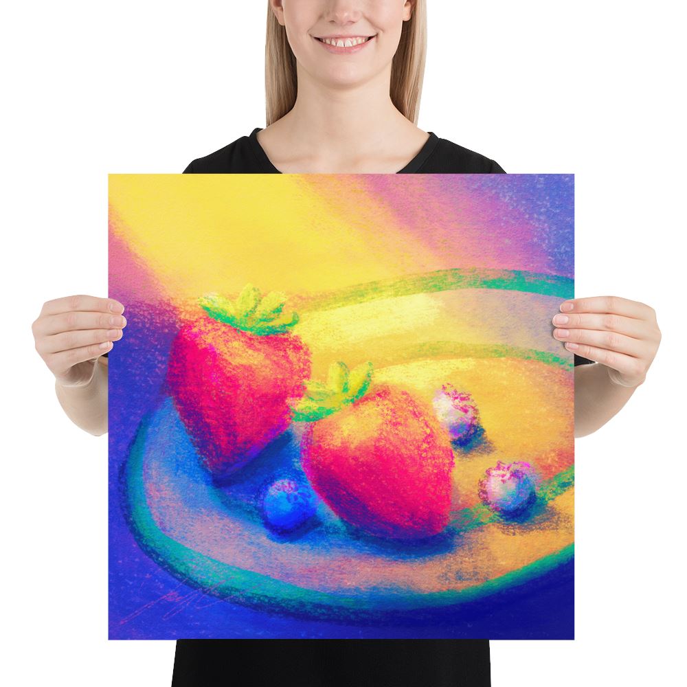 "Strawberries and Blueberries" Painting [Unfoiled] Posters, Prints, & Visual Artwork JoyousJoyfulJoyness 