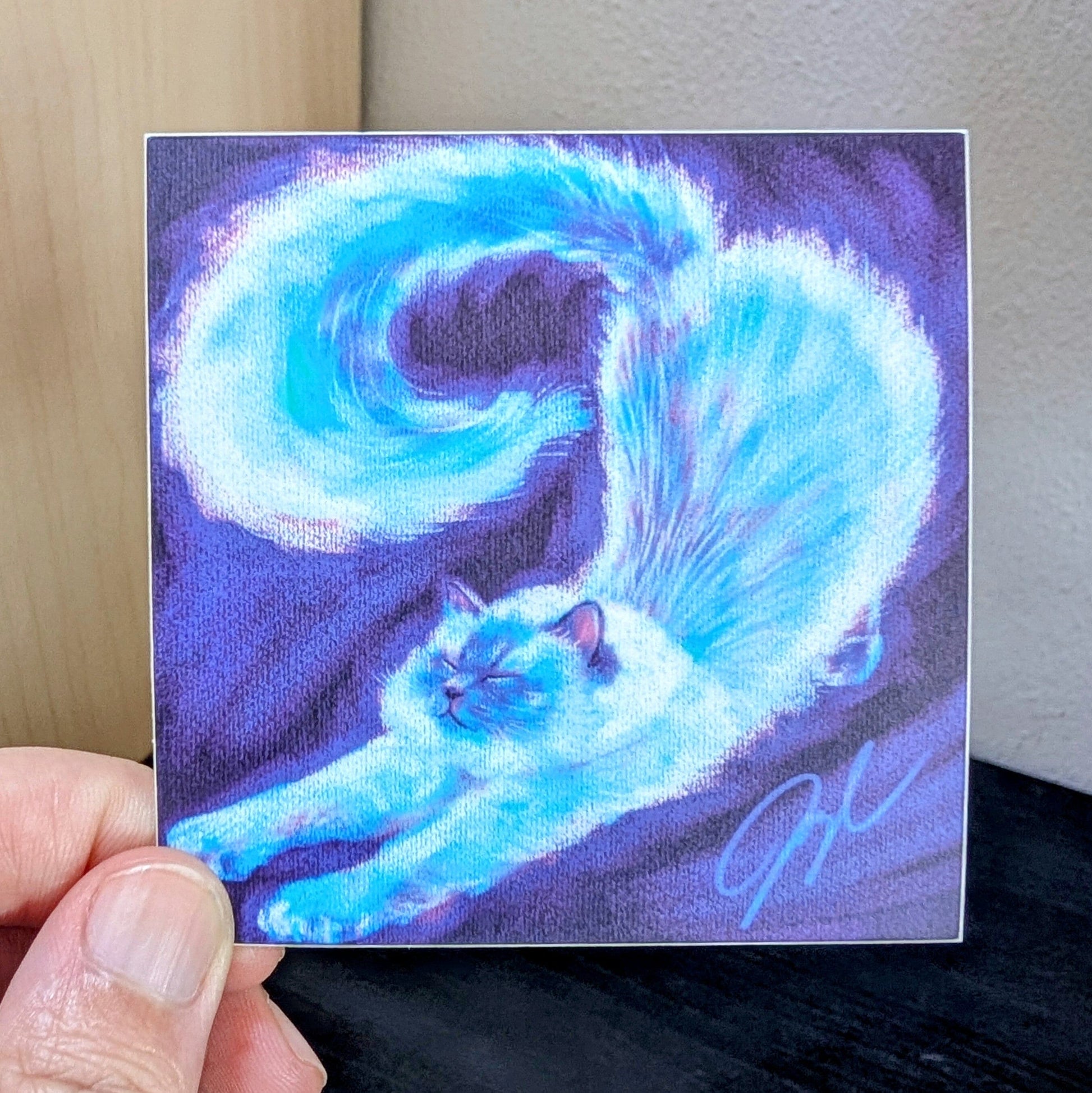 Feline Flows and Poses Collection - "Stretch" Non-Holographic Matte Sticker - Sticker of a Stretching Siamese Cat Decorative Stickers JoyousJoyfulJoyness 