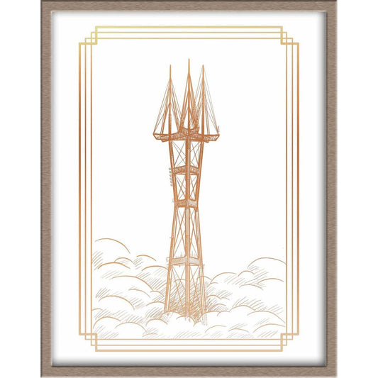 San Francisco's Sutro Tower Landmark Foiled Print Posters, Prints, & Visual Artwork JoyousJoyfulJoyness 