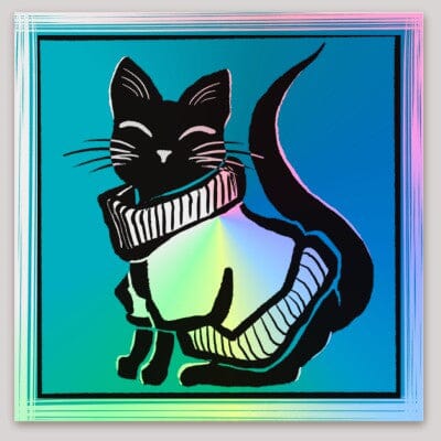 Sweater Cat Holographic Sticker Decorative Stickers JoyousJoyfulJoyness 