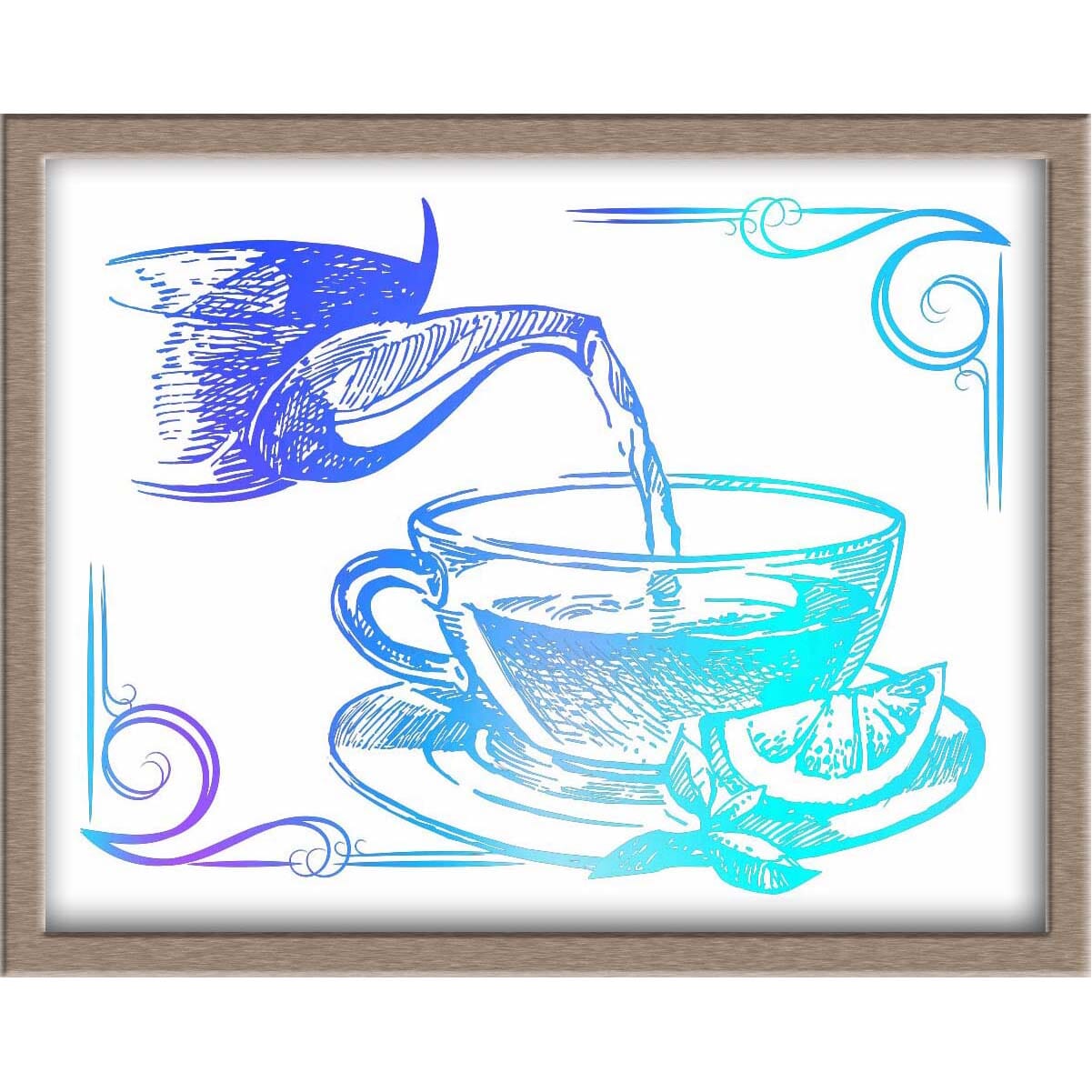 Teapot and Teacup Foiled Print Posters, Prints, & Visual Artwork JoyousJoyfulJoyness 