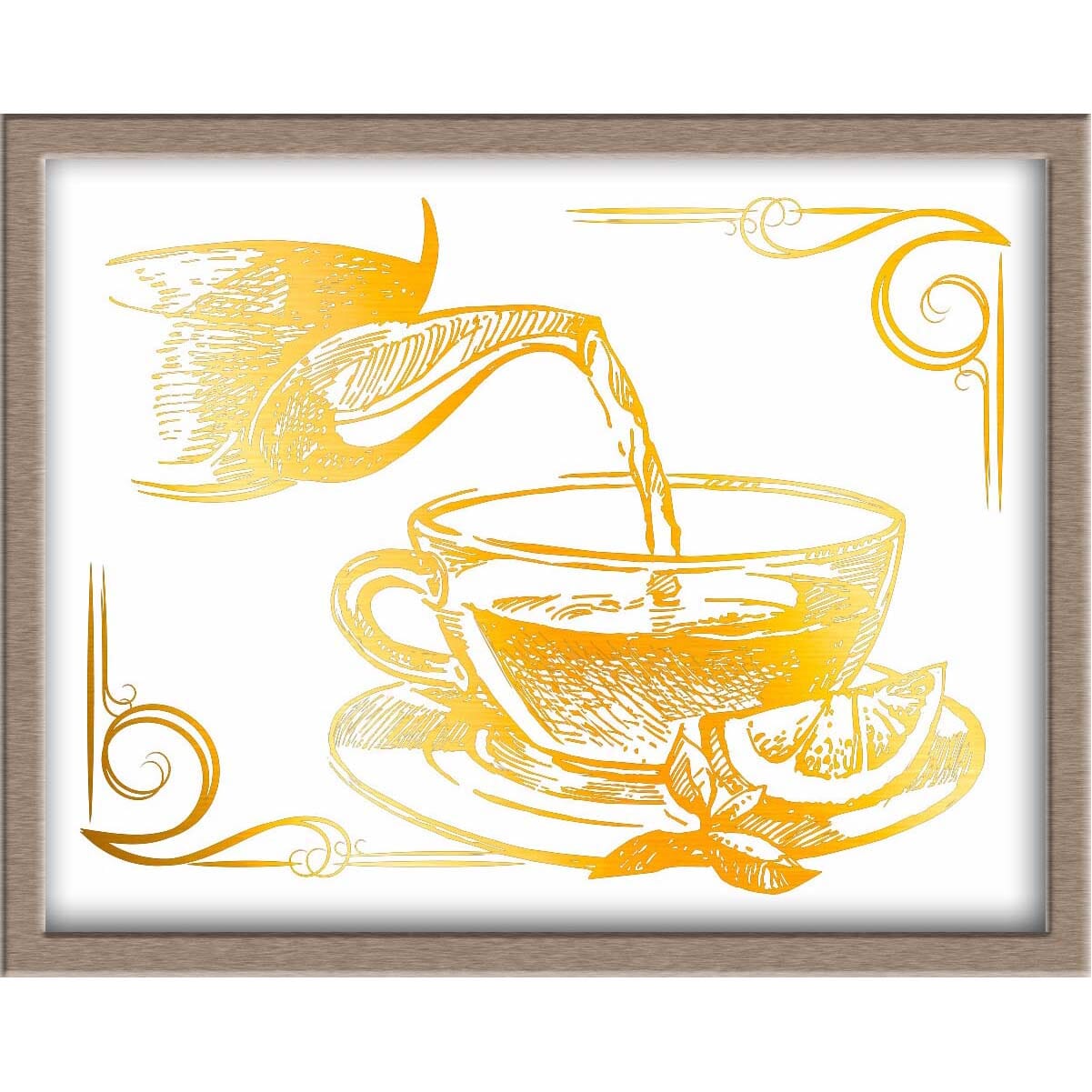 Teapot and Teacup Foiled Print Posters, Prints, & Visual Artwork JoyousJoyfulJoyness 