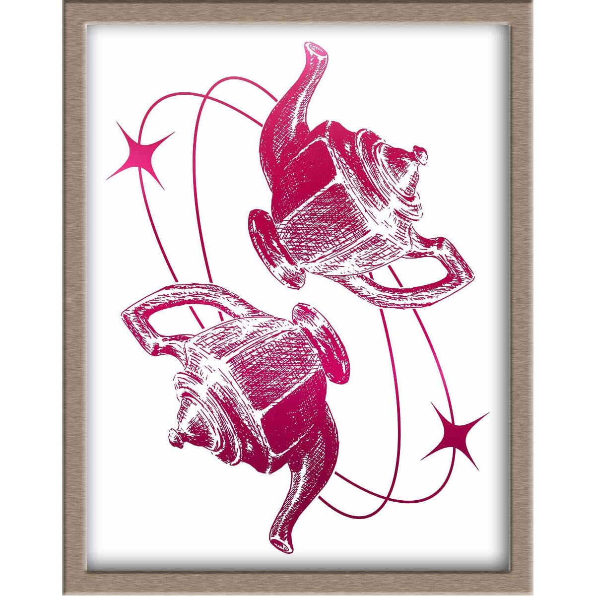 Elegant Teapots Foiled Print Posters, Prints, & Visual Artwork JoyousJoyfulJoyness 