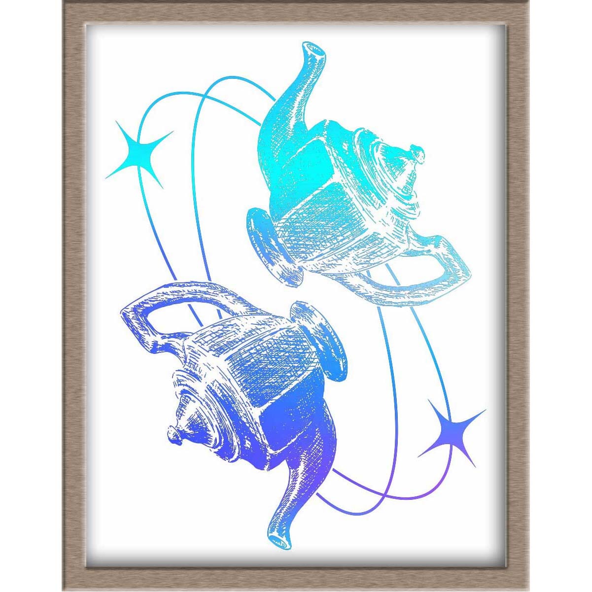 Elegant Teapots Foiled Print Posters, Prints, & Visual Artwork JoyousJoyfulJoyness 