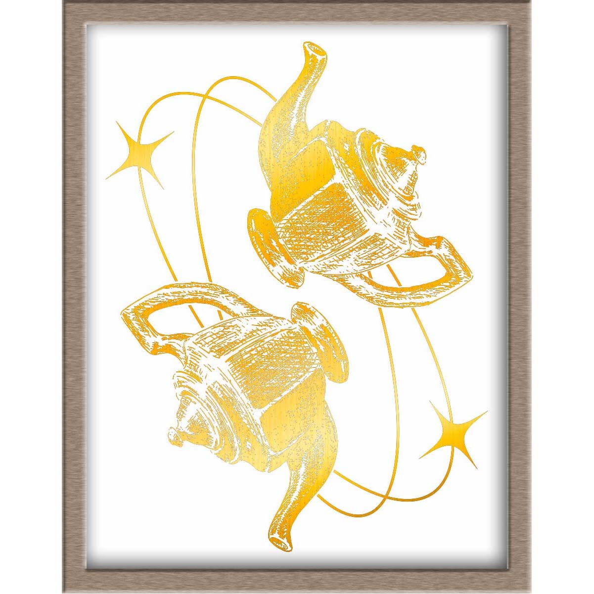 Elegant Teapots Foiled Print Posters, Prints, & Visual Artwork JoyousJoyfulJoyness 