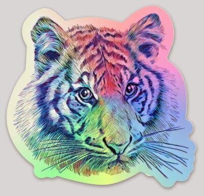 Tiger Holographic Sticker Decorative Stickers JoyousJoyfulJoyness 