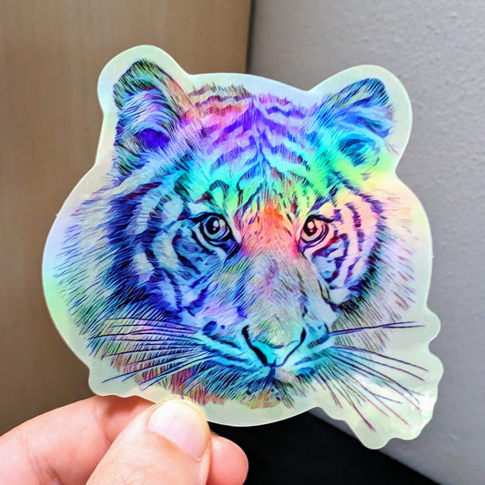 Tiger Holographic Sticker Decorative Stickers JoyousJoyfulJoyness 