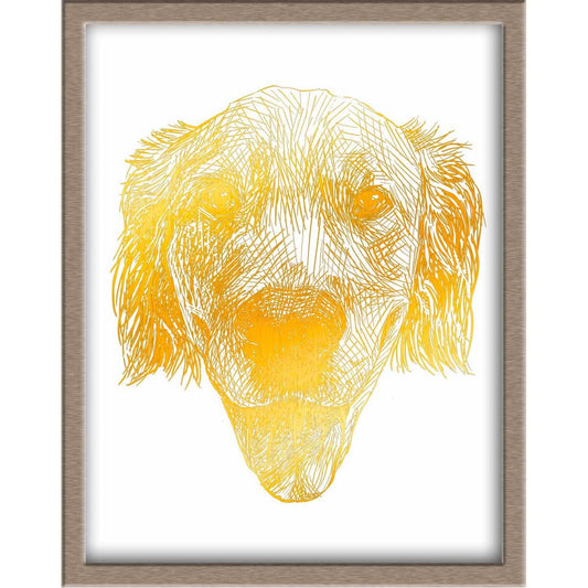 Sweet Golden Retriever Portrait Foiled Print (Waffles) Posters, Prints, & Visual Artwork JoyousJoyfulJoyness 