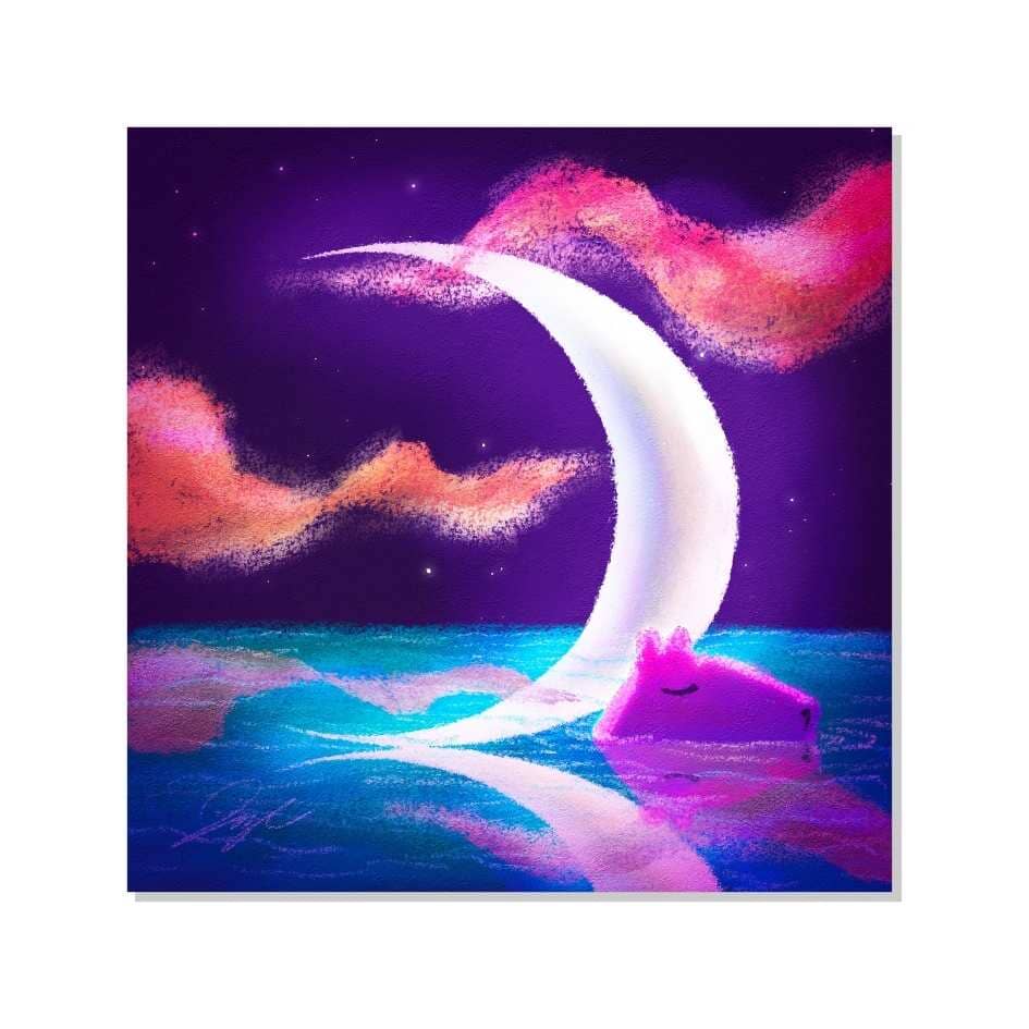 Moonlit Capybaras Collection - 5 - Waxing Crescent Moon Non-Holographic Matte Sticker Decorative Stickers JoyousJoyfulJoyness 