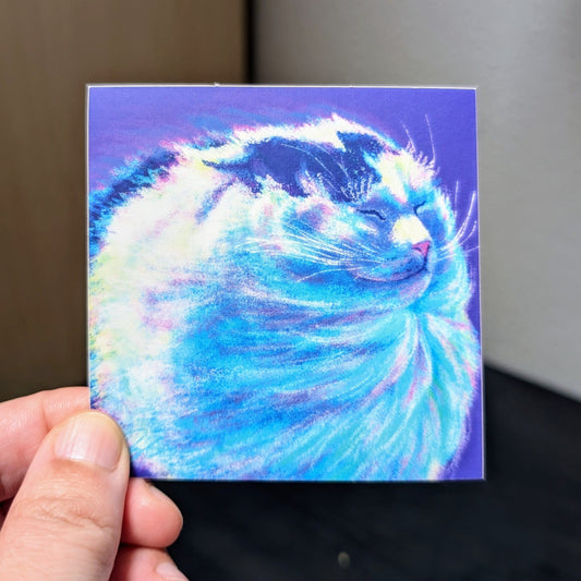 Close Encounters Collection - "Wimdy" Non-Holographic Matte Sticker - Close Up of a Tuxedo Cat in the Wind Decorative Stickers JoyousJoyfulJoyness 