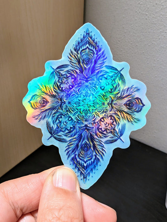 Wing Mandala Holographic Sticker Decorative Stickers JoyousJoyfulJoyness 
