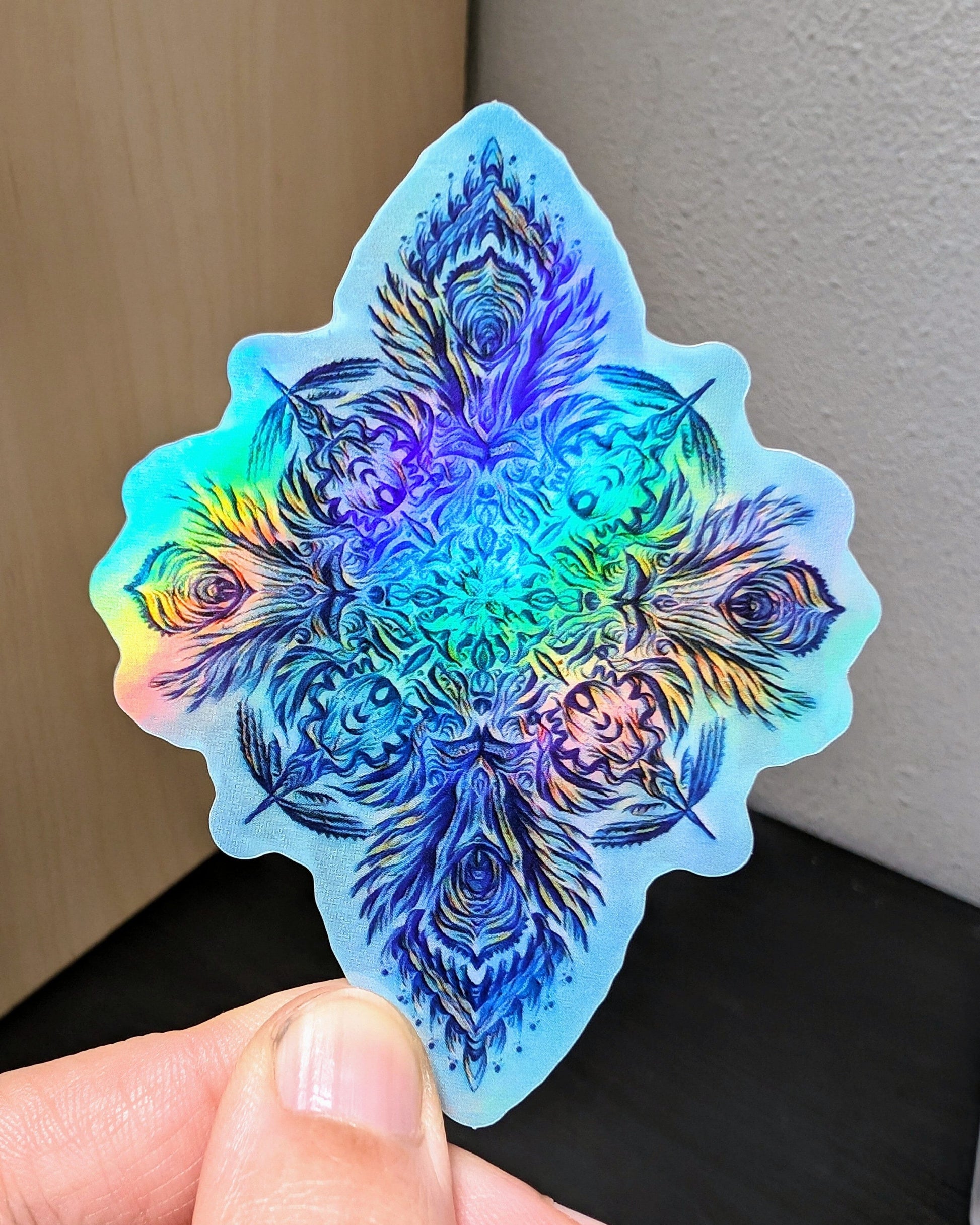 Wing Mandala Holographic Sticker Decorative Stickers JoyousJoyfulJoyness 