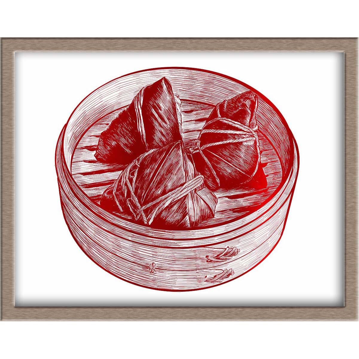 Zong Zi (Sticky Rice Dumpling) Foiled Print Posters, Prints, & Visual Artwork JoyousJoyfulJoyness 