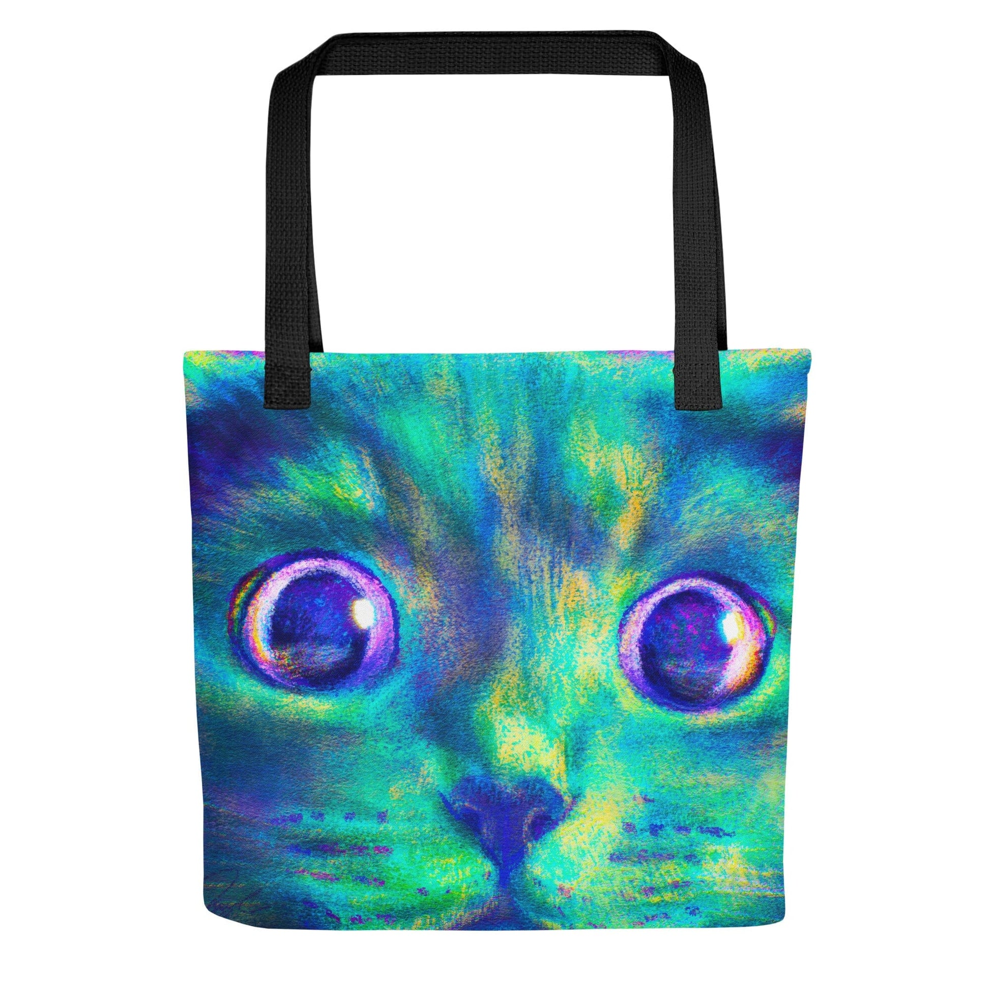 Close Encounters Collection - "Hunt" Tote Bag | Tote Bag with a Cat with Huge Eyes JoyousJoyfulJoyness 