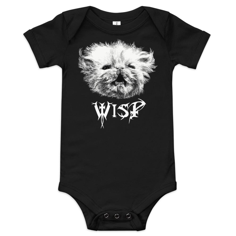 BLACK Metal Wisp BABY Onesie [Unfoiled] (All net proceeds go to Rags to Riches Animal Rescue) JoyousJoyfulJoyness 3-6m 