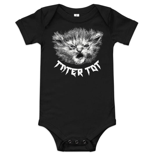 BLACK Metal Tater Tot BABY Onesie [Unfoiled] (All net proceeds go to Kitty CrusAIDe) JoyousJoyfulJoyness 3-6m 