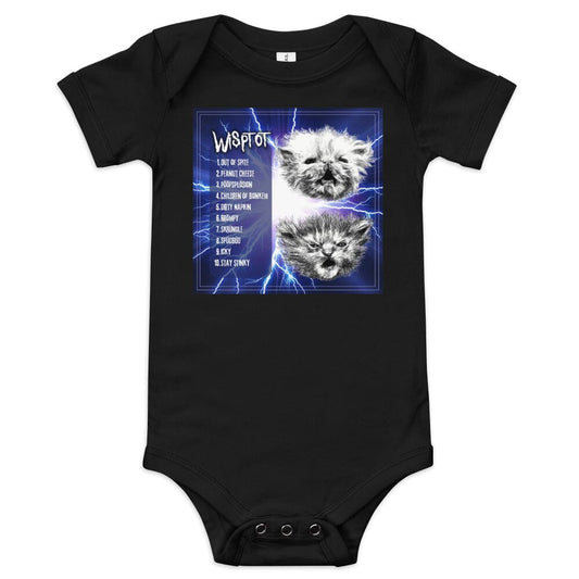 WispTot Album (BACK Only) BABY Onesie [Unfoiled] (All net proceeds go to equally to Kitty CrusAIDe and Rags to Riches Animal Rescue) JoyousJoyfulJoyness Black 3-6m 