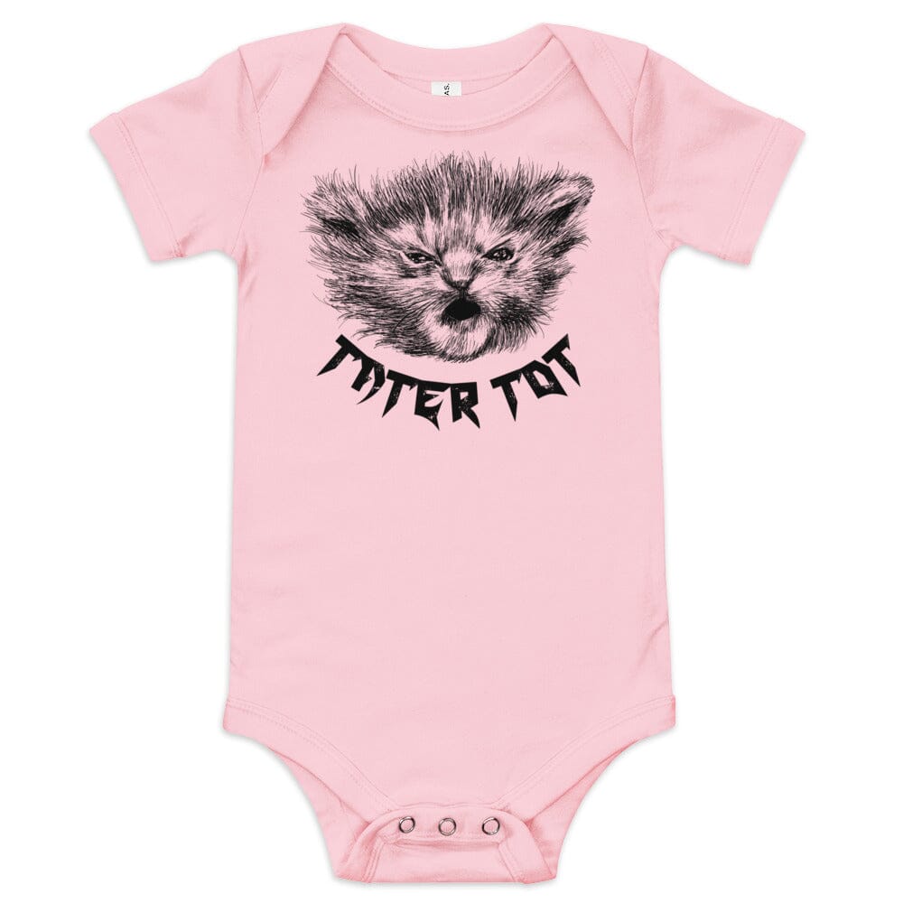 Metal Tater Tot BABY Onesie [Unfoiled] (All net proceeds go to Kitty CrusAIDe) JoyousJoyfulJoyness Pink 3-6m 