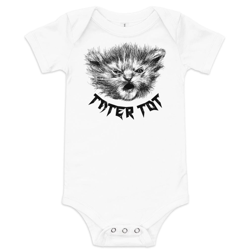 Metal Tater Tot BABY Onesie [Unfoiled] (All net proceeds go to Kitty CrusAIDe) JoyousJoyfulJoyness White 3-6m 