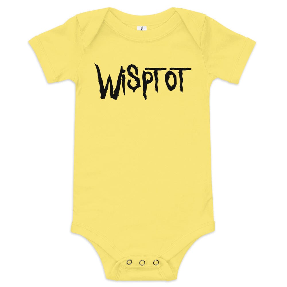 WispTot BABY Onesie [Unfoiled] (All net proceeds go to equally to Kitty CrusAIDe and Rags to Riches Animal Rescue) JoyousJoyfulJoyness Yellow 3-6m 