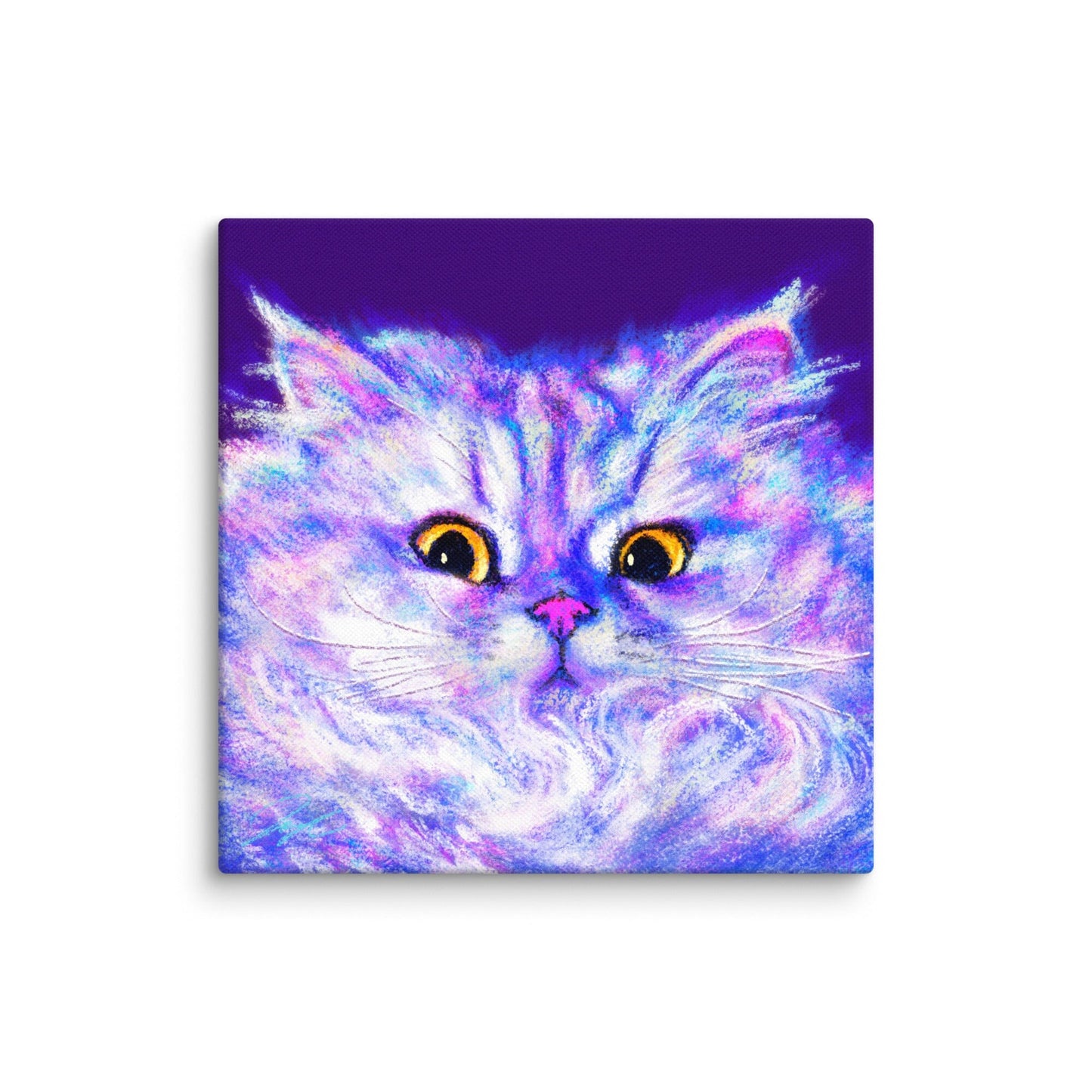 Close Encounters Collection - "Floof" - Close Up Painting of a Fluffy White Cat [Unfoiled] Posters, Prints, & Visual Artwork JoyousJoyfulJoyness 