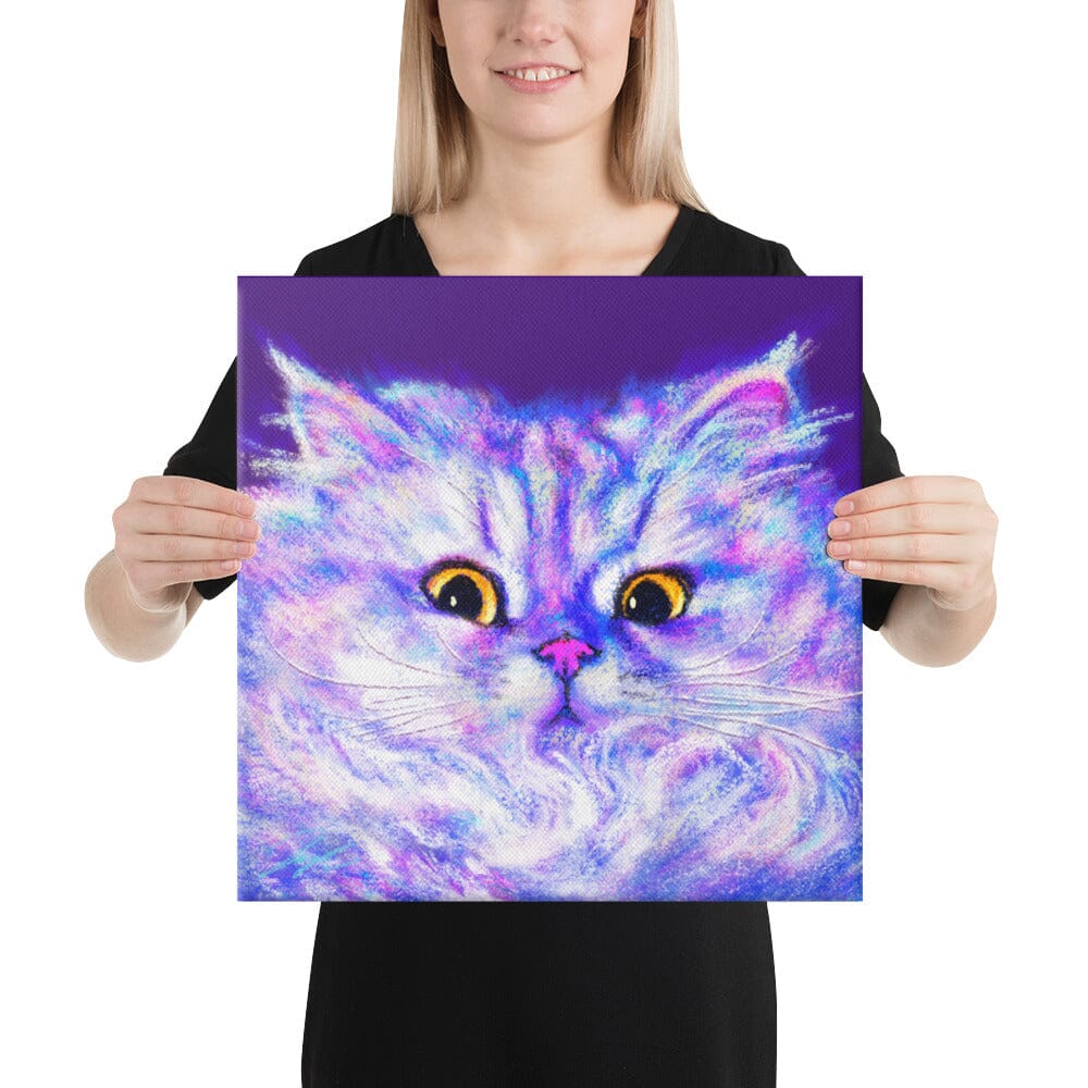 Close Encounters Collection - "Floof" - Close Up Painting of a Fluffy White Cat [Unfoiled] Posters, Prints, & Visual Artwork JoyousJoyfulJoyness 