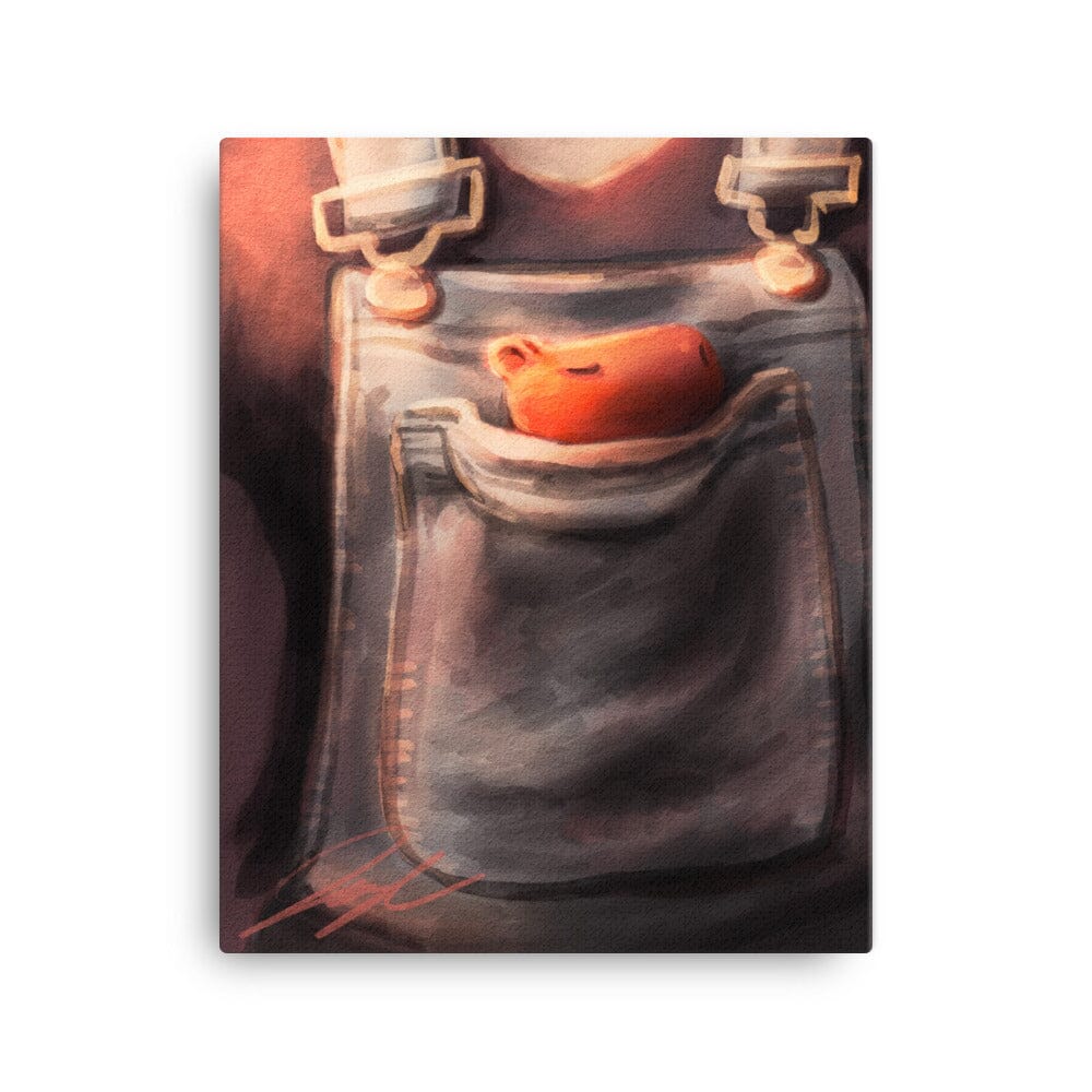 "PocketBara" Painting | Painting of a Miniature Capybara in a Pocket [Unfoiled] Posters, Prints, & Visual Artwork JoyousJoyfulJoyness 