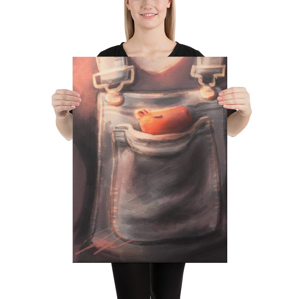 "PocketBara" Painting | Painting of a Miniature Capybara in a Pocket [Unfoiled] Posters, Prints, & Visual Artwork JoyousJoyfulJoyness 