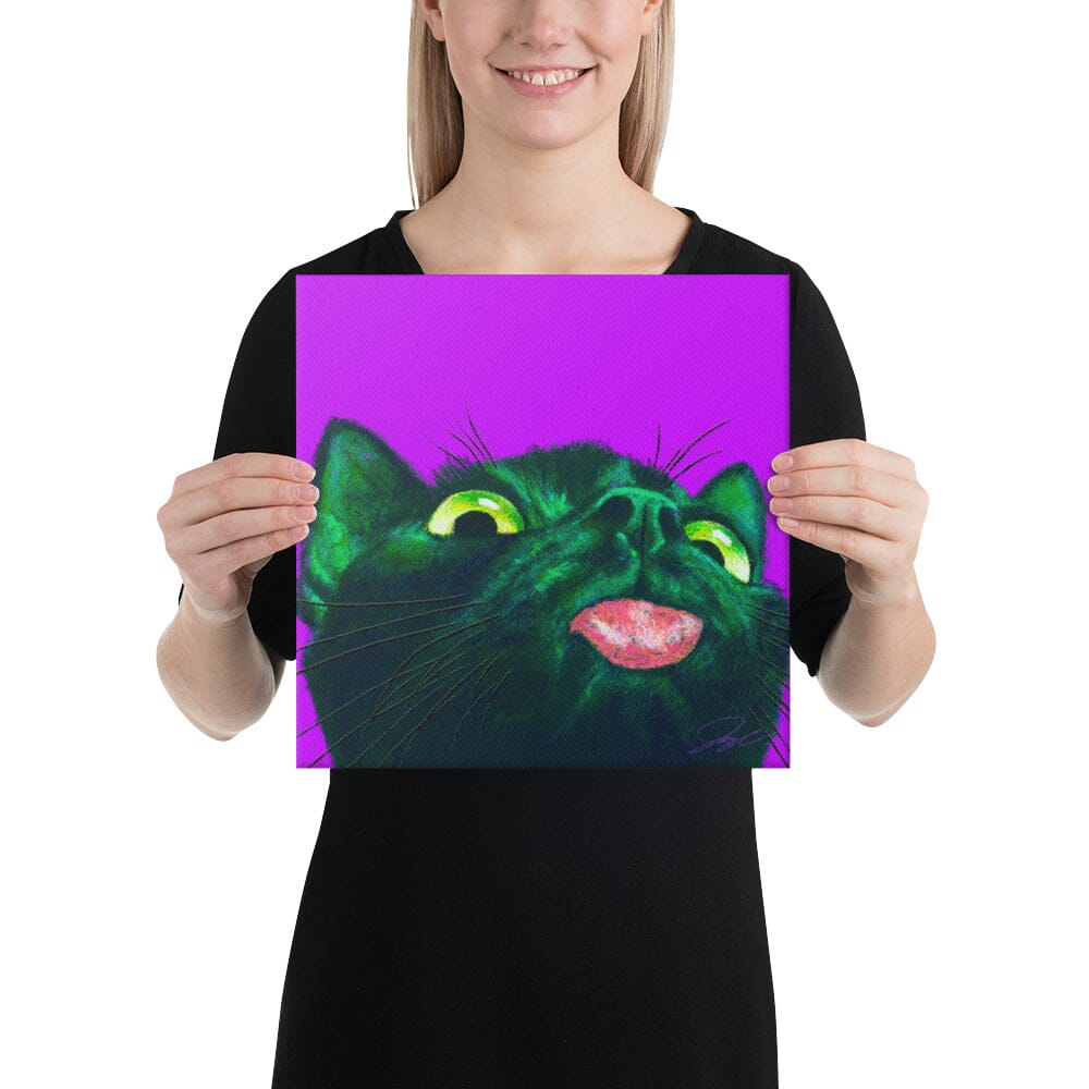 Close Encounters Collection - "Little Mlem" - Close Up Painting of a Silly Black Cat [Unfoiled] Posters, Prints, & Visual Artwork JoyousJoyfulJoyness 